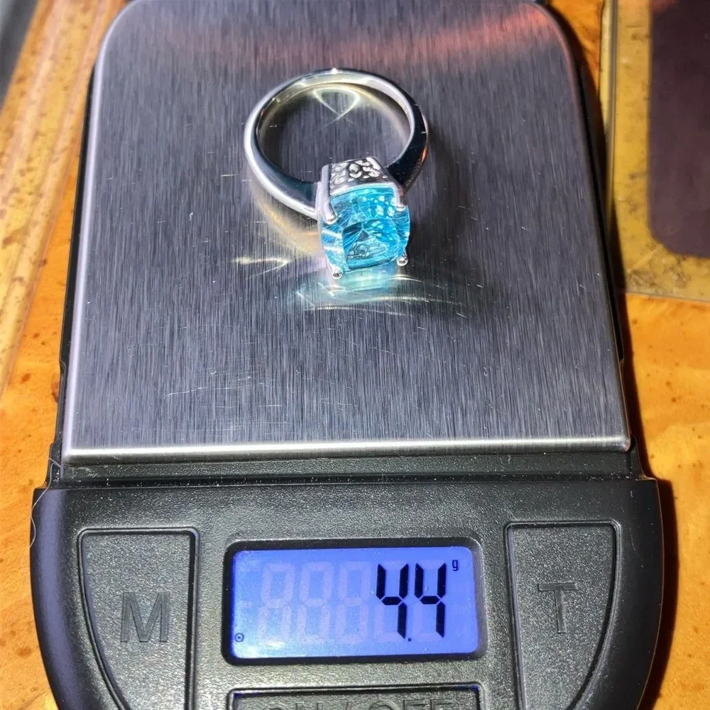 Sky Blue Topaz Sterling Silver Solitaire Ring Size 8